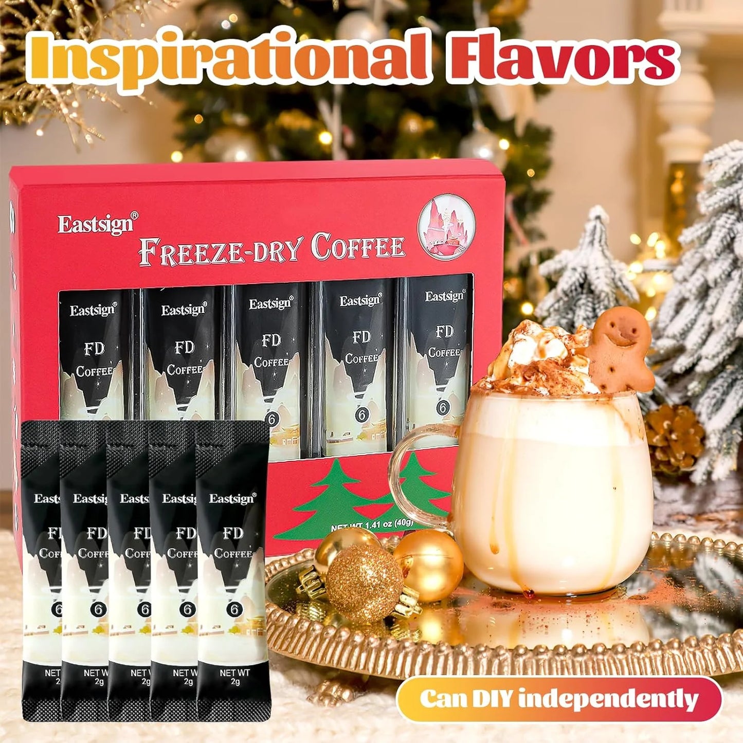 20 Count Instant Coffee Packets,Coffee Gift Set,Freeze-dried Coffee,Enjoy Hot/Cold,100% Arabica Beans,Christmas Stocking Stuffers,Serves for Camping Traveling Office (20 Packets-1.41oz)