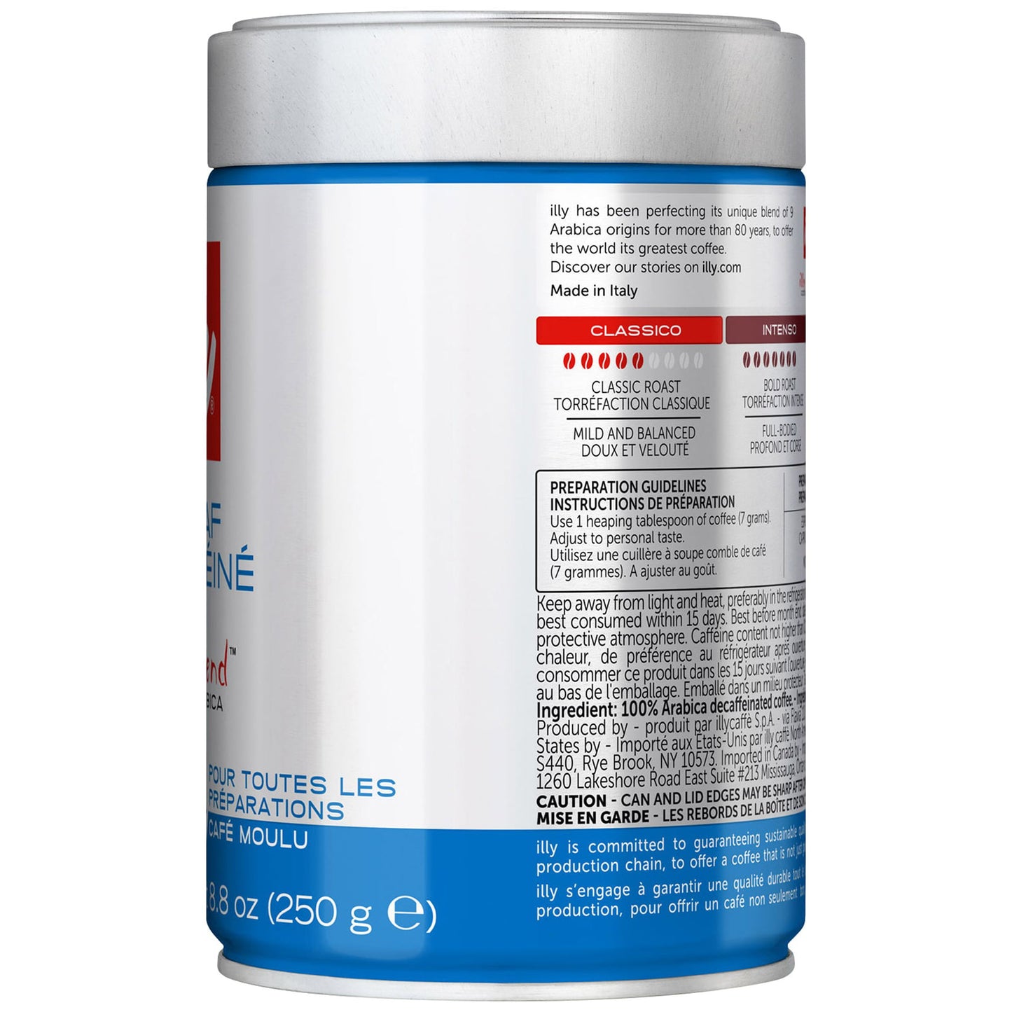 illy Ground Coffee Decaf Classico Medium Roast, 8.8 oz