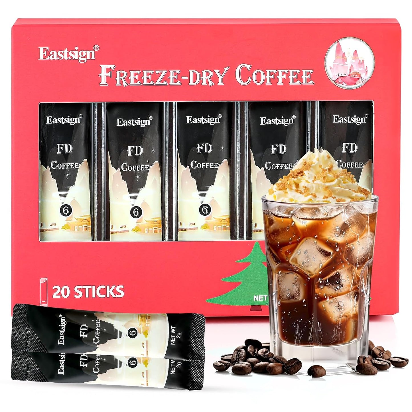 20 Count Instant Coffee Packets,Coffee Gift Set,Freeze-dried Coffee,Enjoy Hot/Cold,100% Arabica Beans,Christmas Stocking Stuffers,Serves for Camping Traveling Office (20 Packets-1.41oz)
