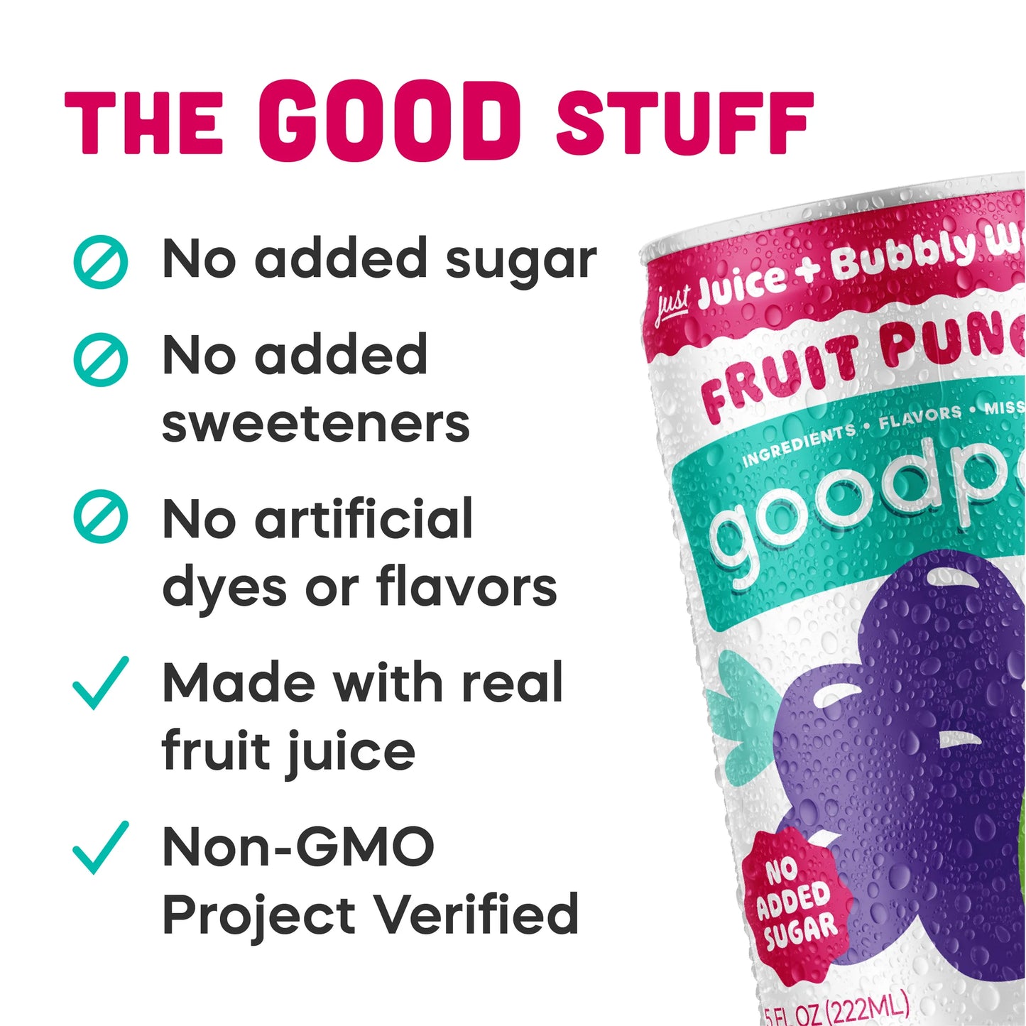 GoodPop Just Juice + Bubbly Water Mini Cans Fruit Punch 7.5 fl oz 6 pk