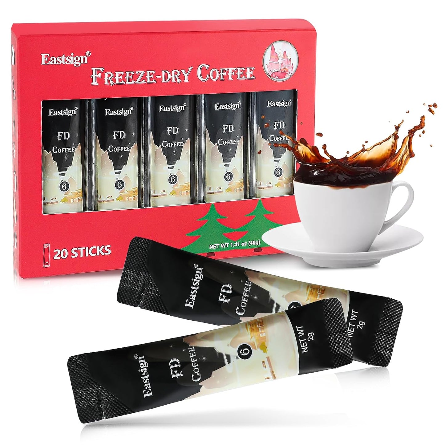 20 Count Instant Coffee Packets,Coffee Gift Set,Freeze-dried Coffee,Enjoy Hot/Cold,100% Arabica Beans,Christmas Stocking Stuffers,Serves for Camping Traveling Office (20 Packets-1.41oz)