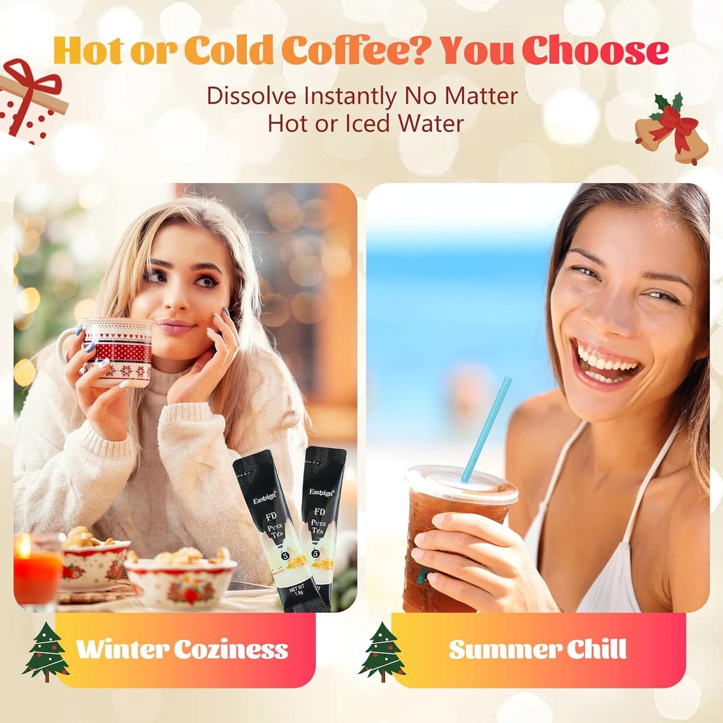 20 Count Instant Coffee Packets,Coffee Gift Set,Freeze-dried Coffee,Enjoy Hot/Cold,100% Arabica Beans,Christmas Stocking Stuffers,Serves for Camping Traveling Office (20 Packets-1.41oz)