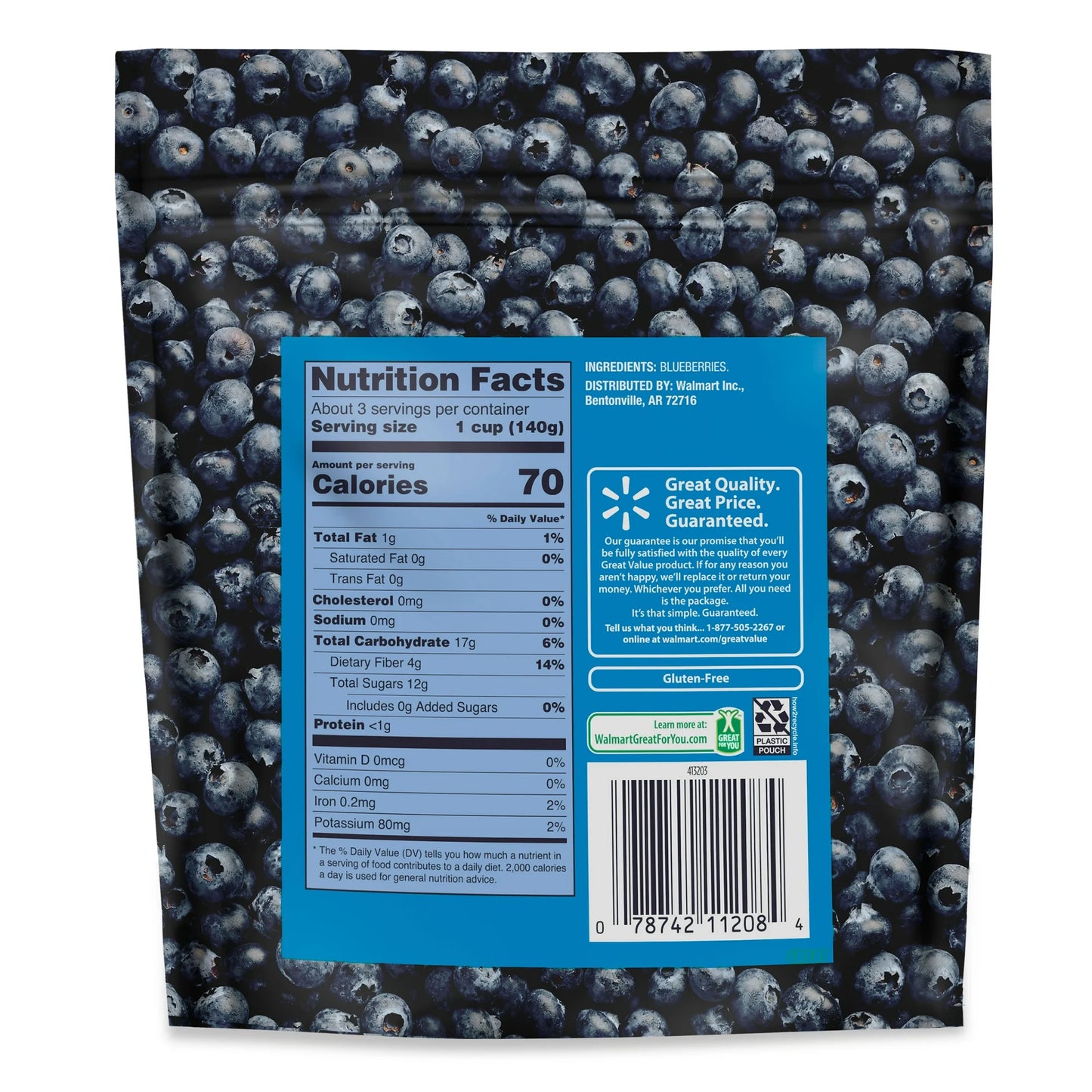 Great Value Blueberries, 16 oz (Frozen)