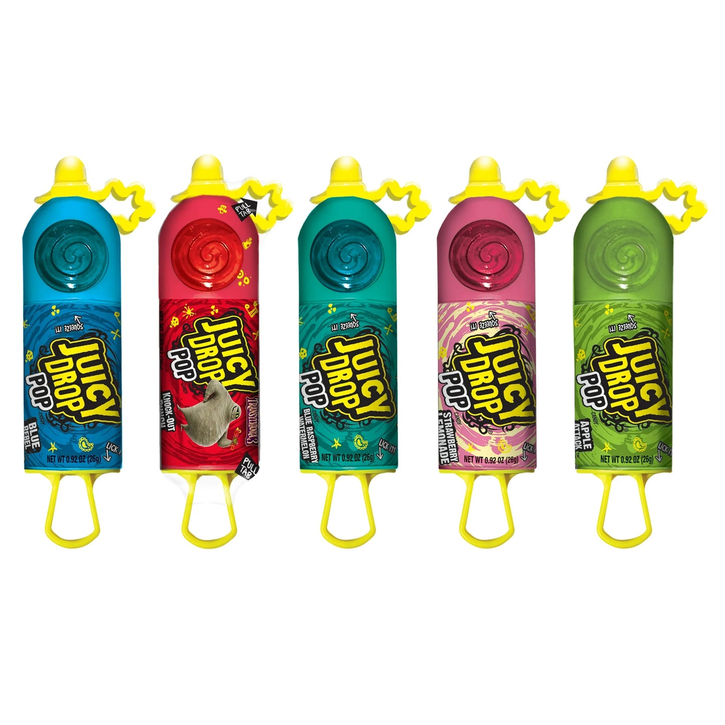 Juicy Drop Pop Sweet Lollipops Candy with Sour Liquid, Assorted Flavors, .92oz