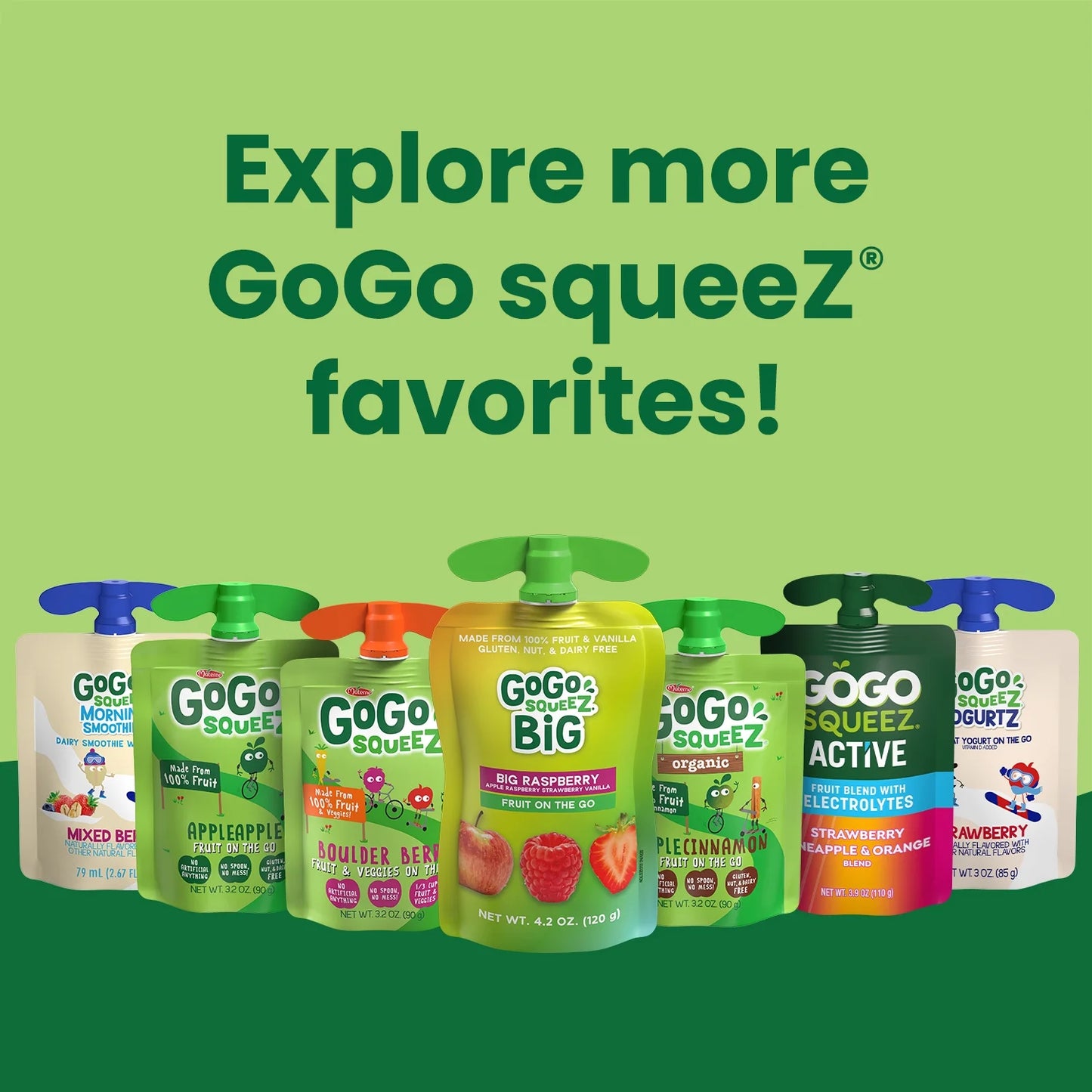 (20 Pack) GoGo Apple, Banana, Strawberry Applesauce Pouch, 3.2 oz