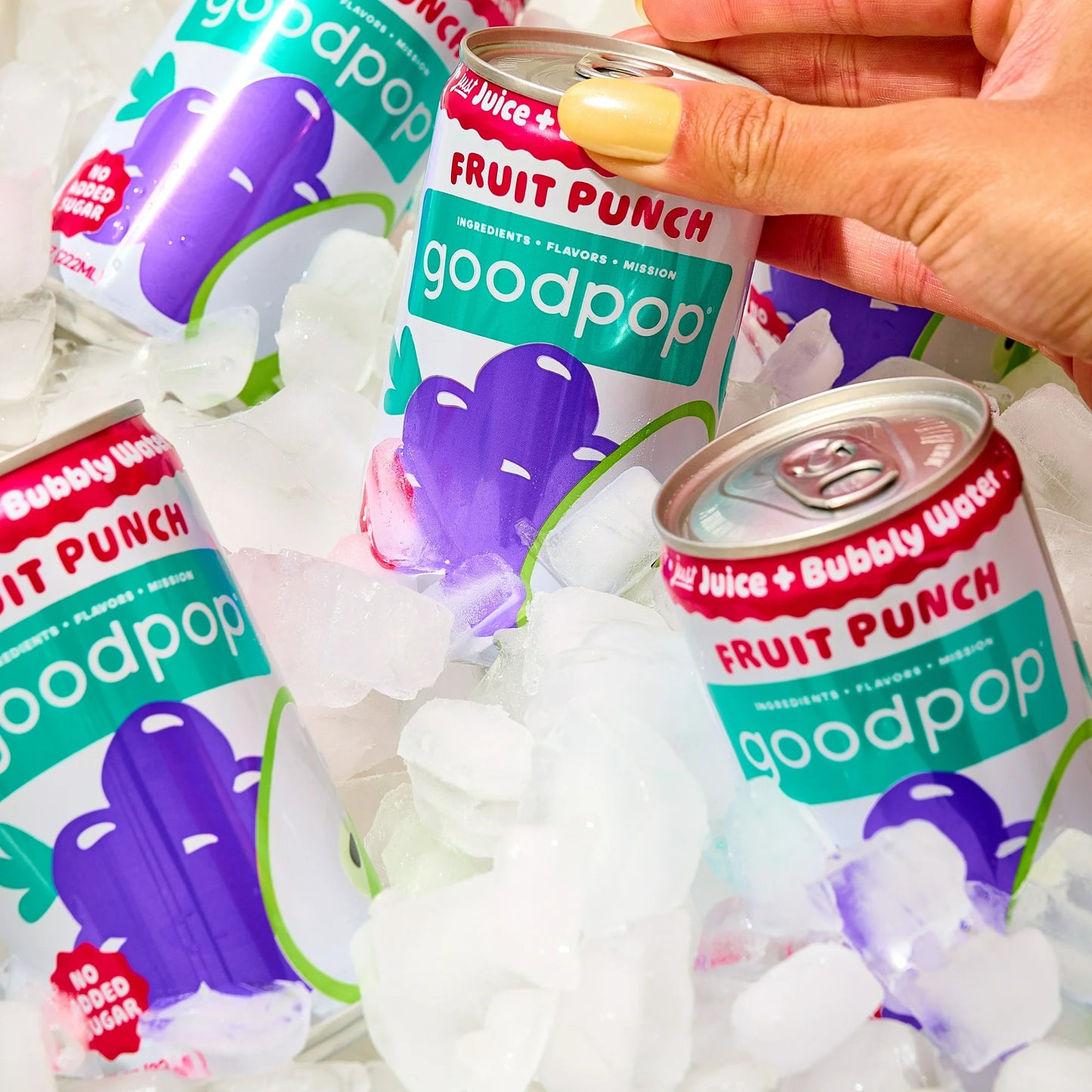 GoodPop Just Juice + Bubbly Water Mini Cans Fruit Punch 7.5 fl oz 6 pk