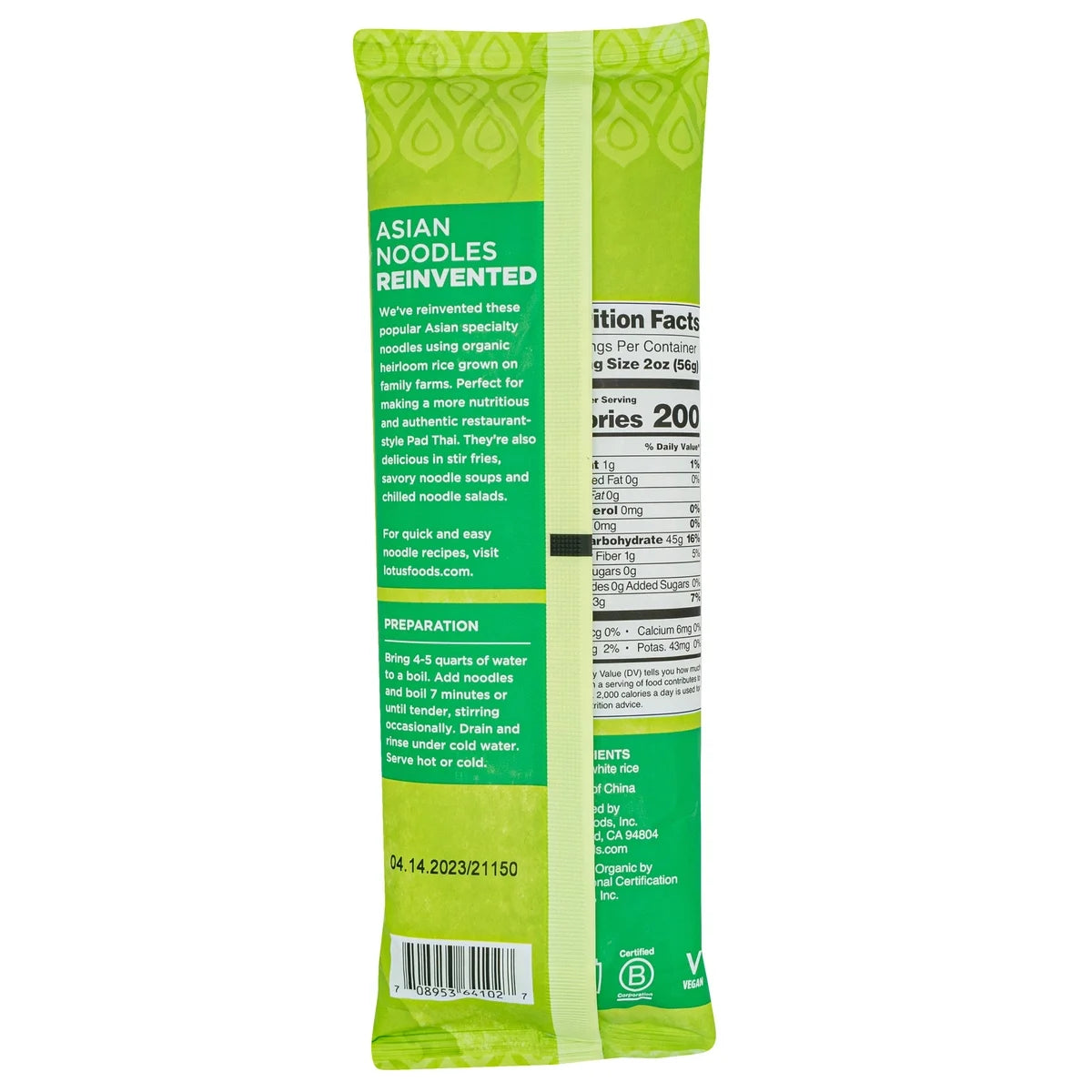 Lotus Foods Gluten-Free USDA Organic Traditional Pad Thai Rice Noodles 8 oz. (Pack of 3)