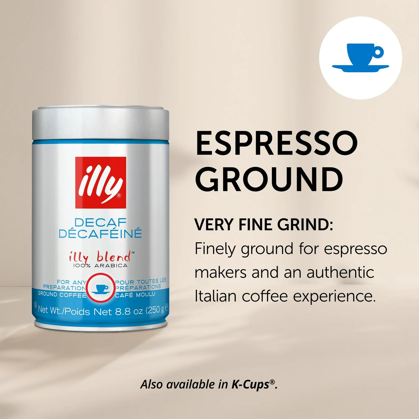 illy Ground Coffee Decaf Classico Medium Roast, 8.8 oz