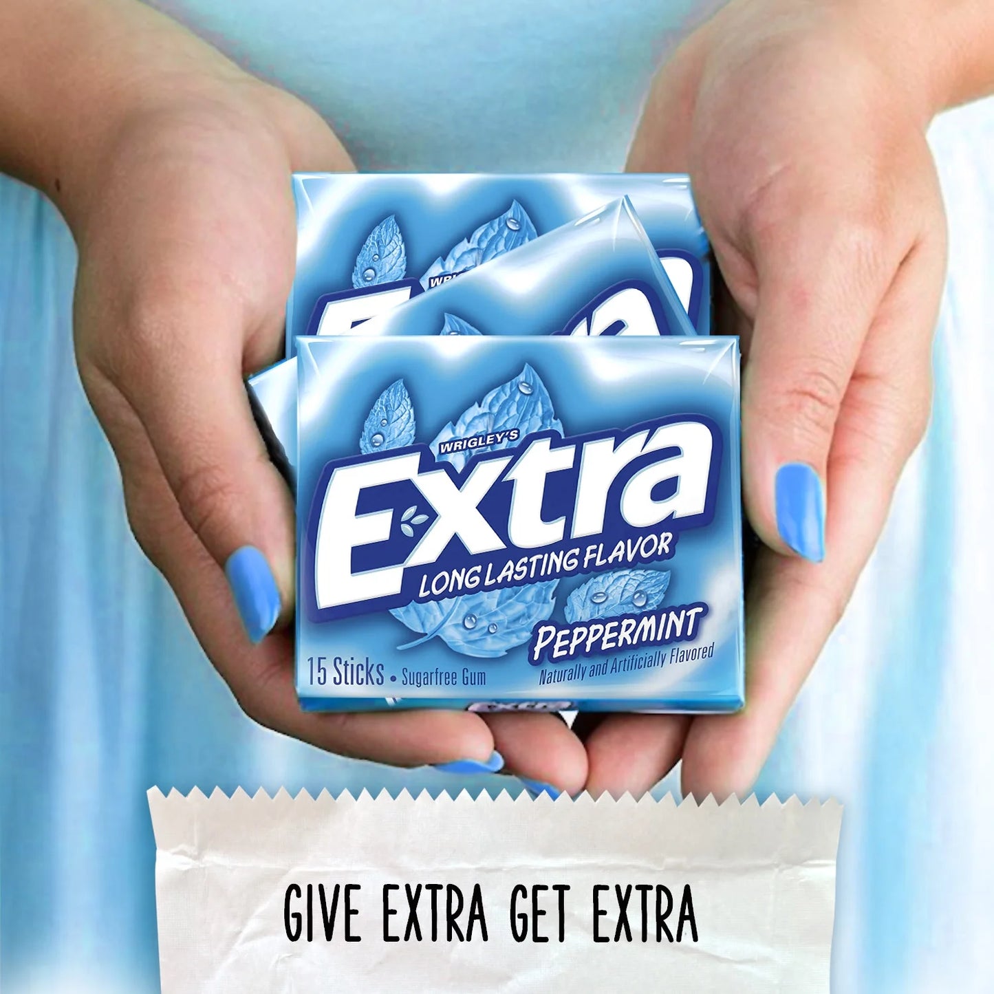 Extra Gum Peppermint Sugar Free Chewing Gum, Single Pack - 15 Stick