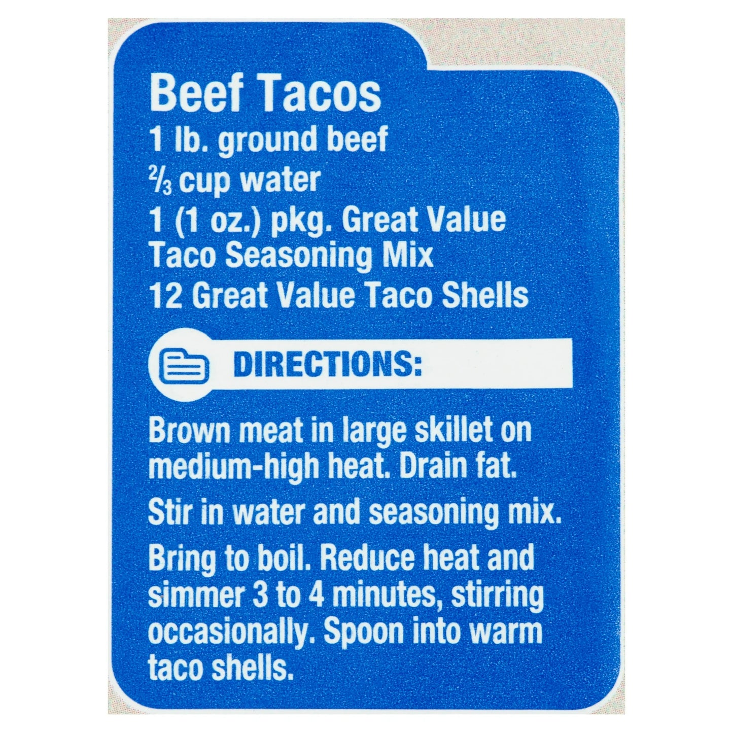 Great Value Taco Seasoning Mix, Original, 1 oz