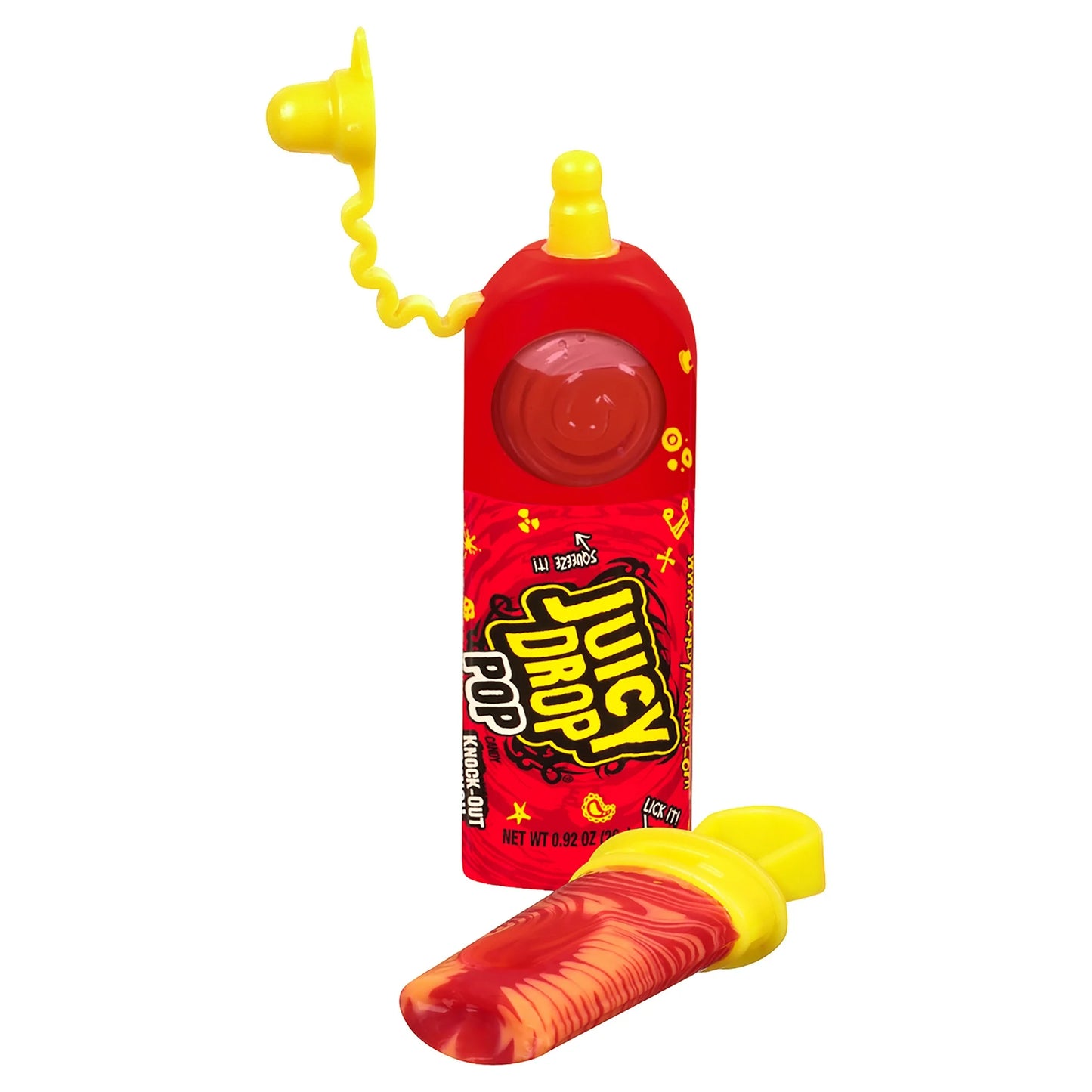 Juicy Drop Pop Sweet Lollipops Candy with Sour Liquid, Assorted Flavors, .92oz