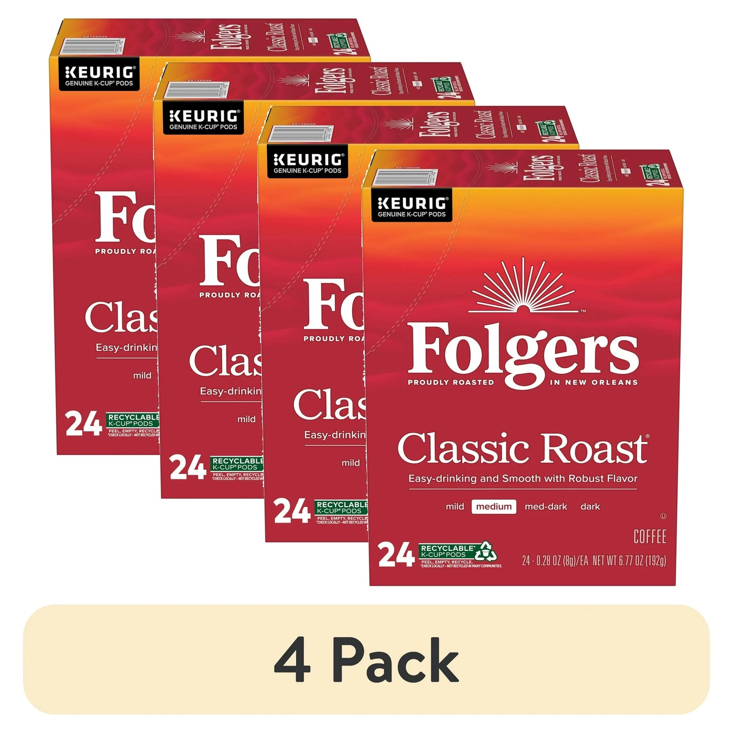 Folgers Classic Roast, Medium Roast Coffee, Keurig K-Cup Pods, 24 Count Box