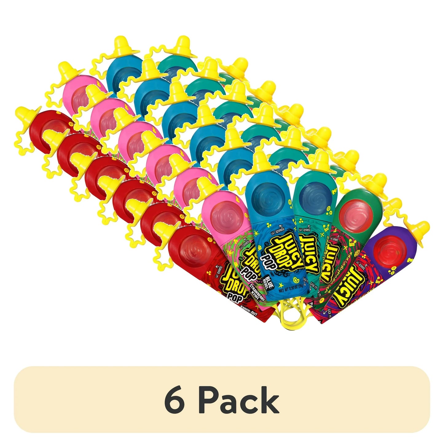 Juicy Drop Pop Sweet Lollipops Candy with Sour Liquid, Assorted Flavors, .92oz