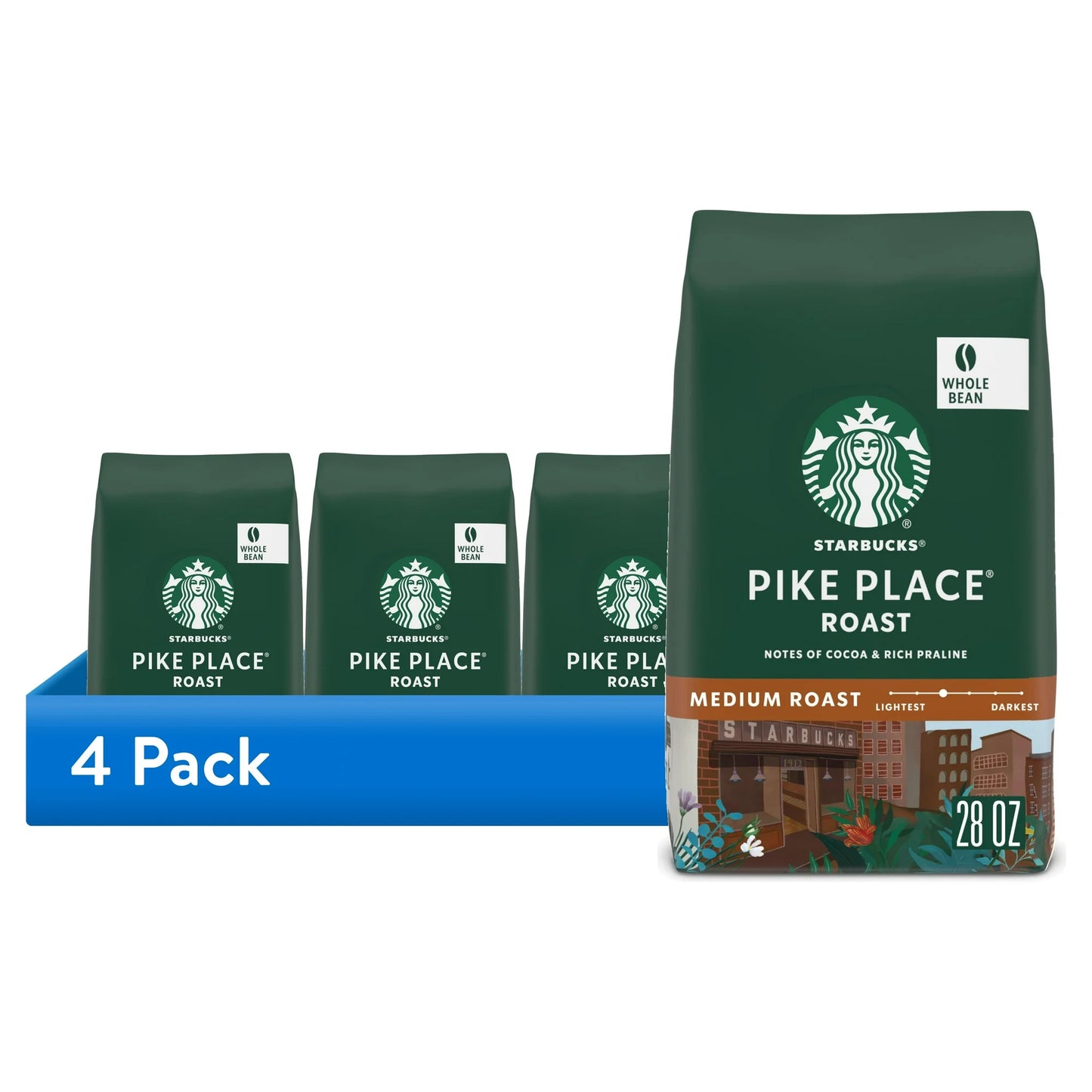 Starbucks Arabica Coffee Beans Pike Place Roast, Medium Roast, Whole Bean Coffee, 28 oz