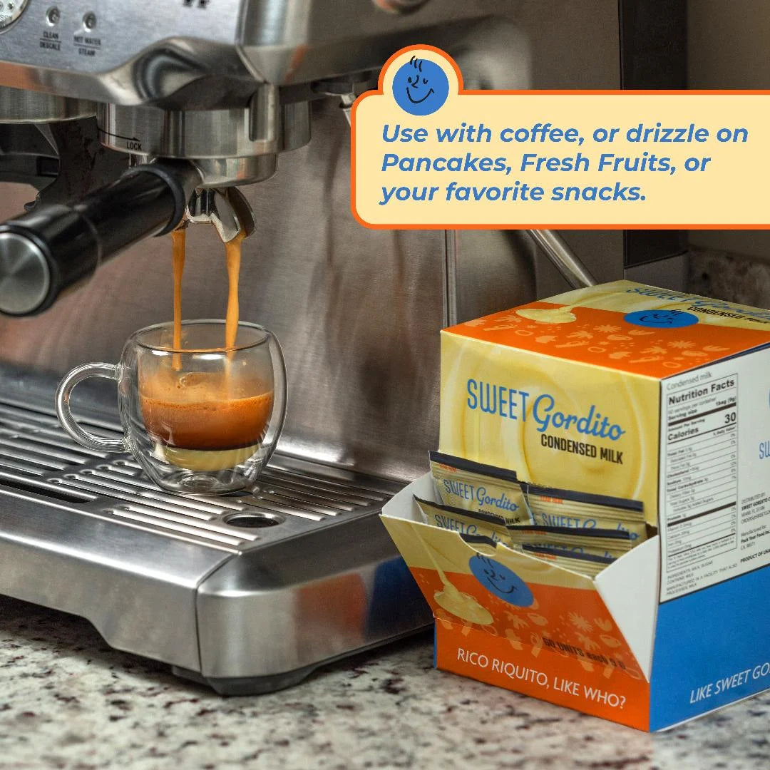 Sweet Gordito - Sweetened Condensed Milk Singles - 60 Individual Coffee Creamers, Non Refrigerated, for Coffee & Tea, Natural Sweetener Packets from US Grass-Fed Cows