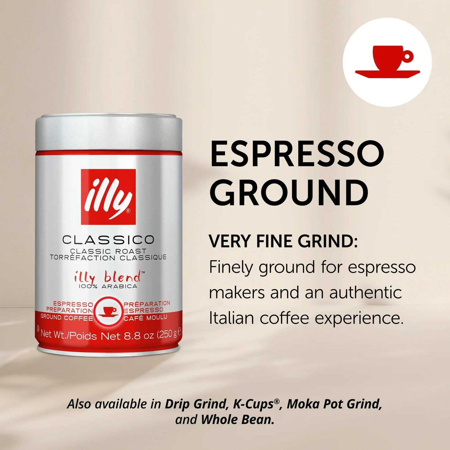 illy Ground Coffee Decaf Classico Medium Roast, 8.8 oz