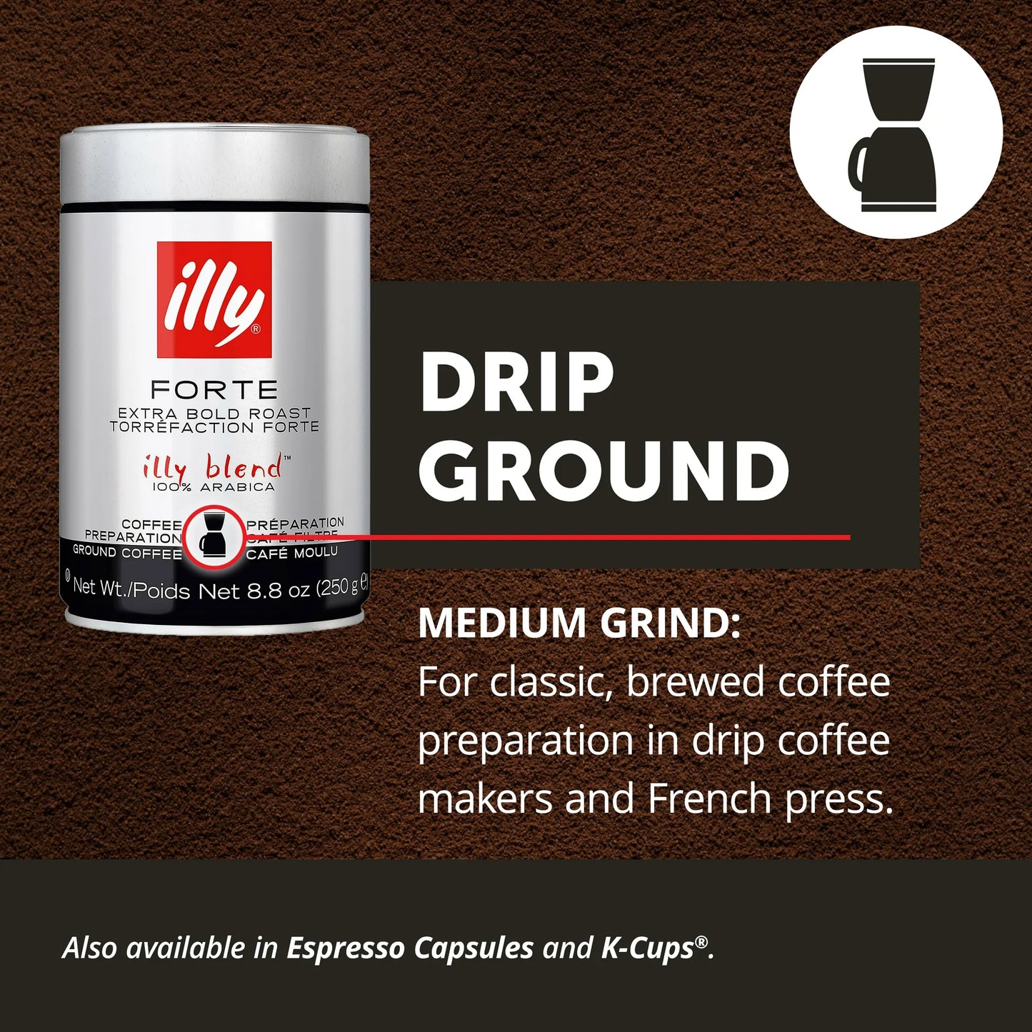 illy Ground Coffee Decaf Classico Medium Roast, 8.8 oz