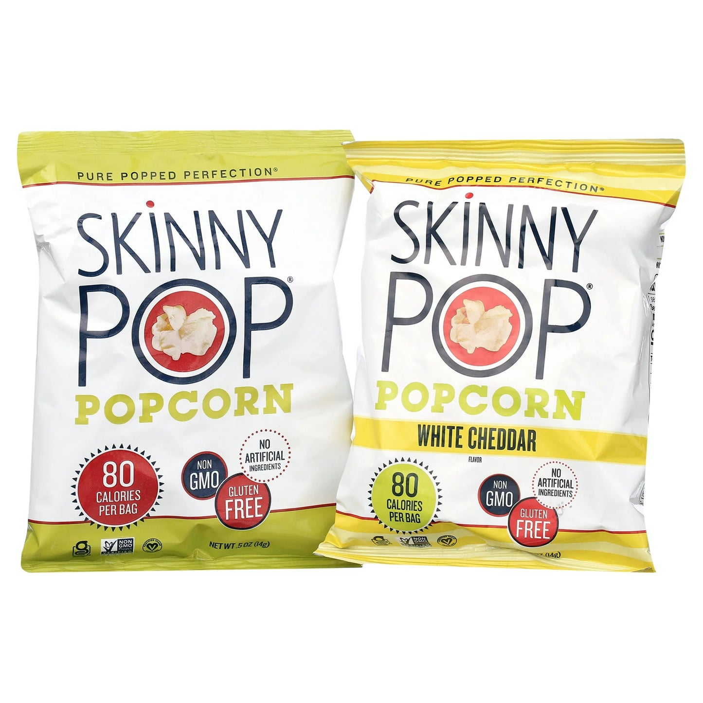 SkinnyPop Gluten-Free Original and White Cheddar Popcorn Variety Pack, 0.5 oz, 20 Count