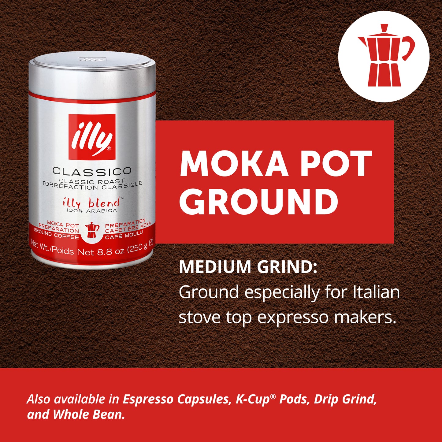 illy Ground Coffee Decaf Classico Medium Roast, 8.8 oz