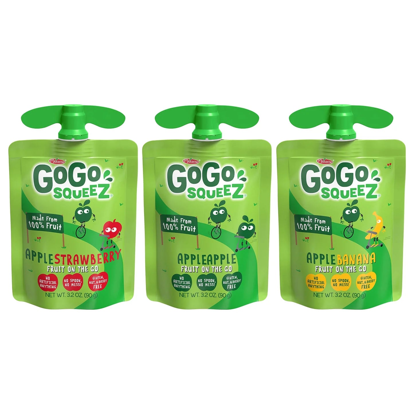 (20 Pack) GoGo Apple, Banana, Strawberry Applesauce Pouch, 3.2 oz