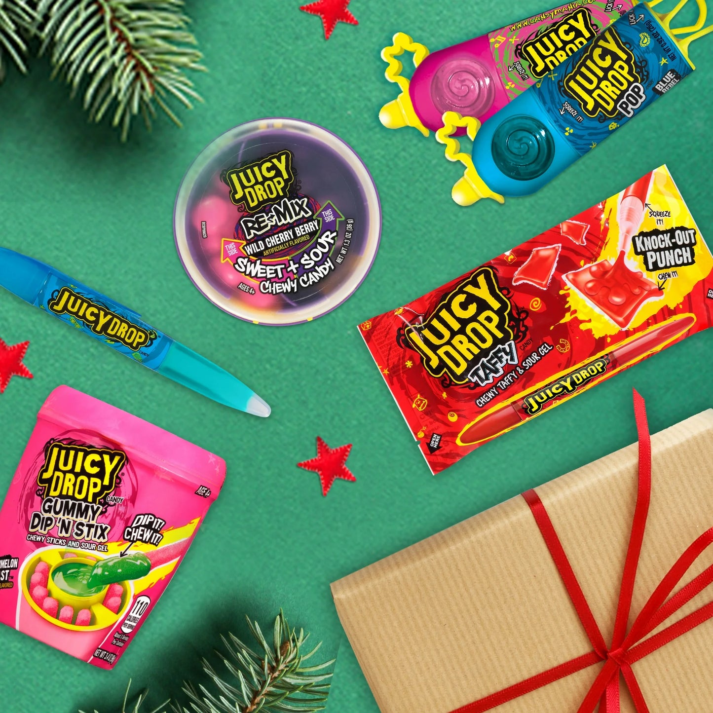 Juicy Drop Pop Sweet Lollipops Candy with Sour Liquid, Assorted Flavors, .92oz