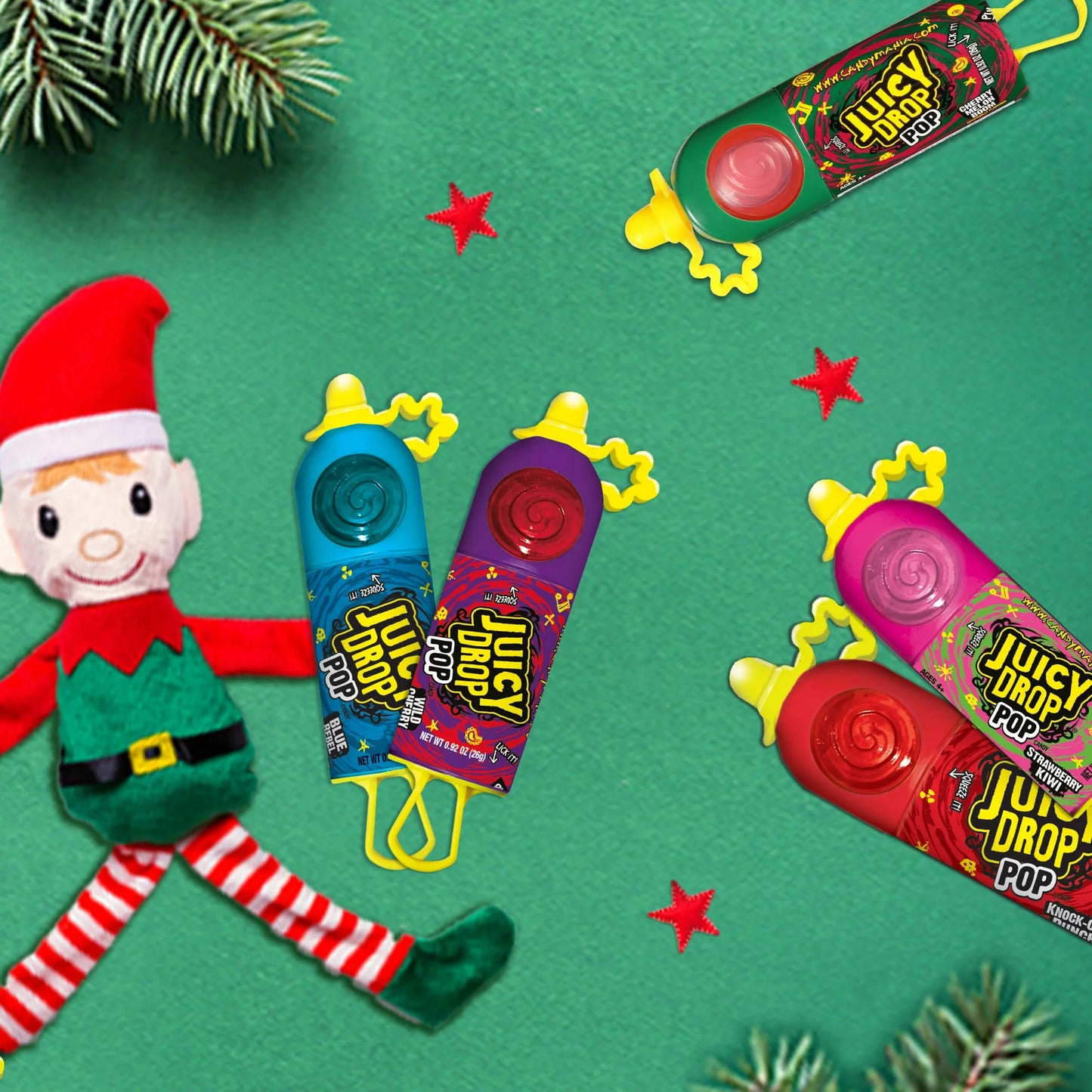Juicy Drop Pop Sweet Lollipops Candy with Sour Liquid, Assorted Flavors, .92oz