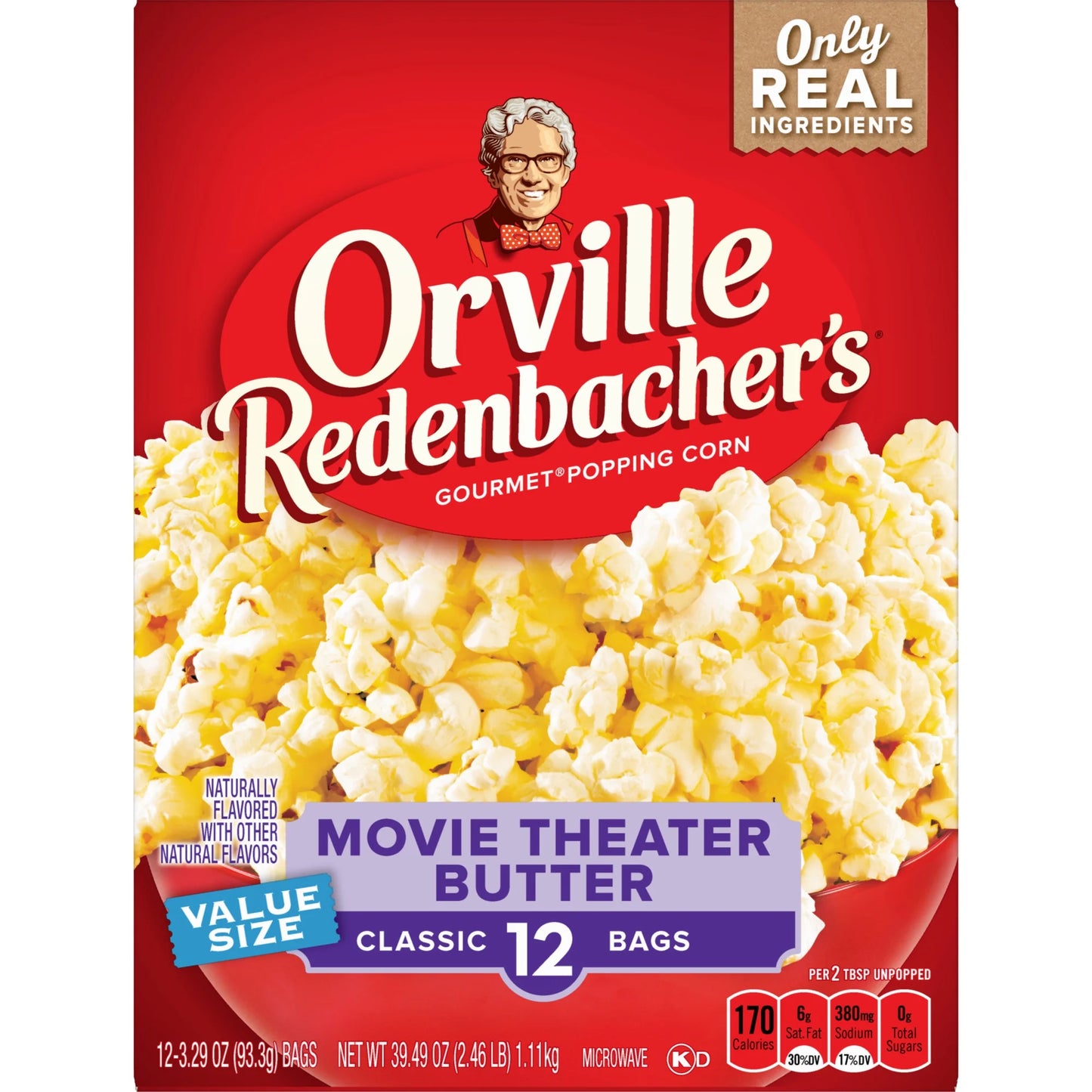 Orville Redenbacher's Movie Theater Butter Microwave Popcorn, 3.29 oz, 12 Count