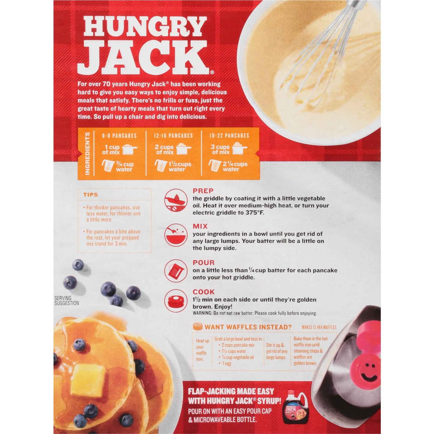 Hungry Jack Complete Buttermilk Pancake Mix and Waffle Mix, 32 Oz Box