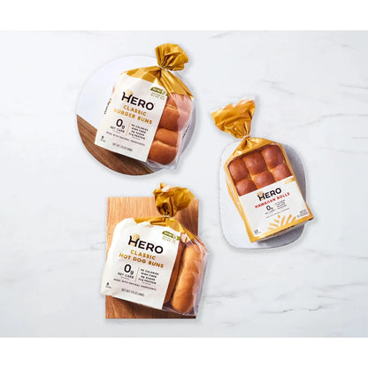 Hero 0g Net Carb Hero Bread Party Sidekick Bundle - Hawaiian Rolls, Burger Buns, Hot Dog Buns