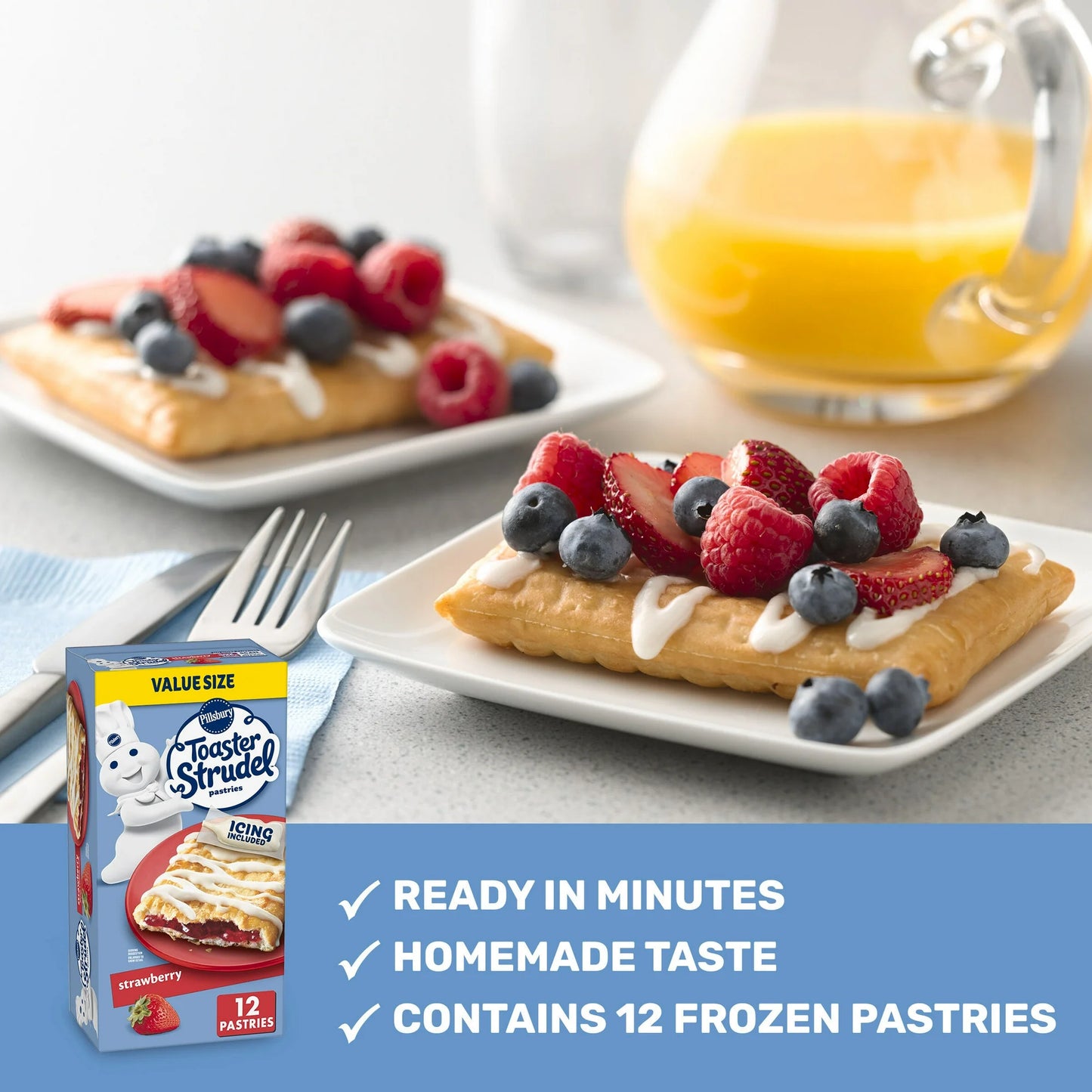 Pillsbury Toaster Strudel Pastries, Strawberry, 12 ct, 23.4 oz