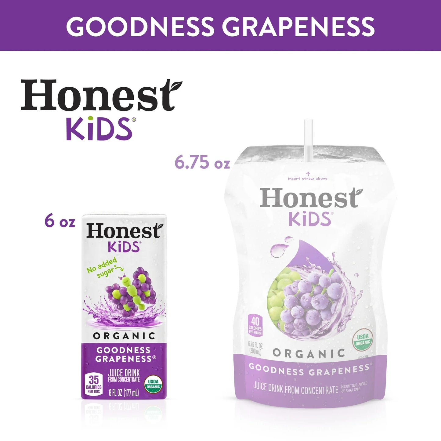 Honest Kids Goodness Grapeness Cartons, 6 fl oz, 8 Pack