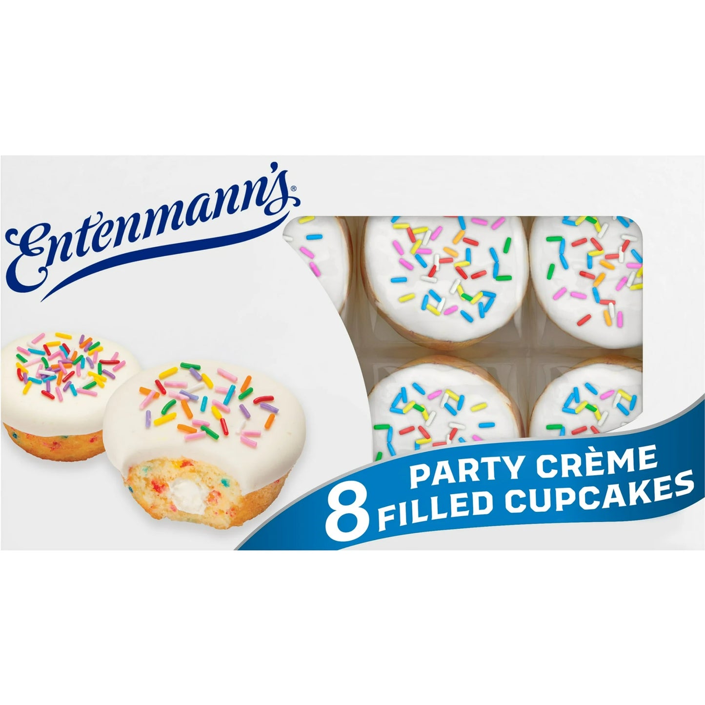 Entenmann's Baker's Delights Party Creme Filled Soft Vanilla Cupcakes, 8 count, 12.7 oz and Entenmann's Baker's Delights Chocolate Crème Filled Cupcakes, 8 packs, 12.7 oz (3 Packs)