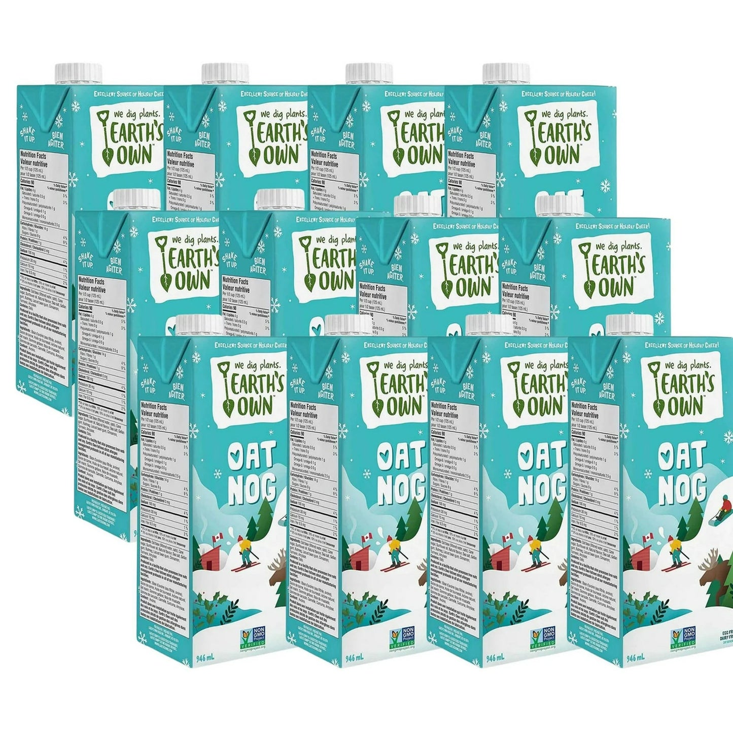 Earth’s Own Oat Milk Oat Nog 12 Pack - Seasonal Delight | Vegan & Dairy-Free | Limited Time Only (IMPORTED FROM CANADA)