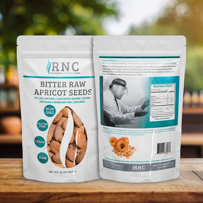 Richardson Nutritional Center Fresh Raw Bitter Apricot Seeds (2 LB) 32oz - California Grown Kernels with B Vitamins, Minerals, Protein - Lab Tested, Vegan, No Gluten or GMO
