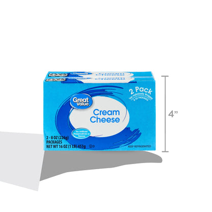 Great Value Cream Cheese 8 oz, 2 Count