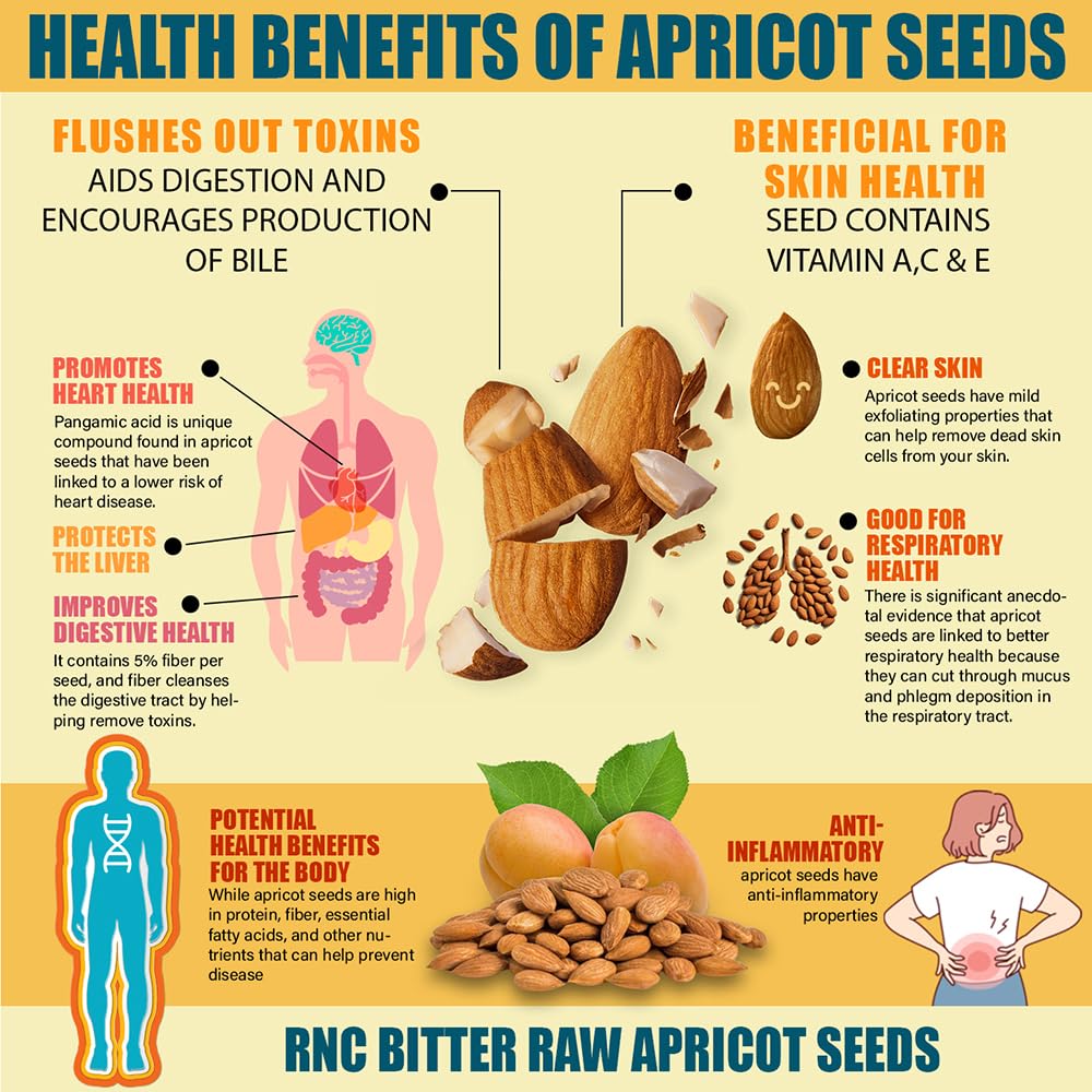 Richardson Nutritional Center Fresh Raw Bitter Apricot Seeds (1 LB) 16oz - California Grown Kernels with B Vitamins, Minerals, Protein - Lab Tested, Vegan, No Gluten or GMO