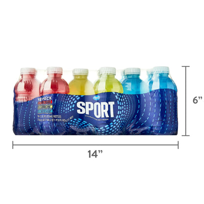 Great Value Sport Hydration Drink, Fruit Punch, Lemon Lime & Mixed Berry, 12 fl oz, 18 Bottles