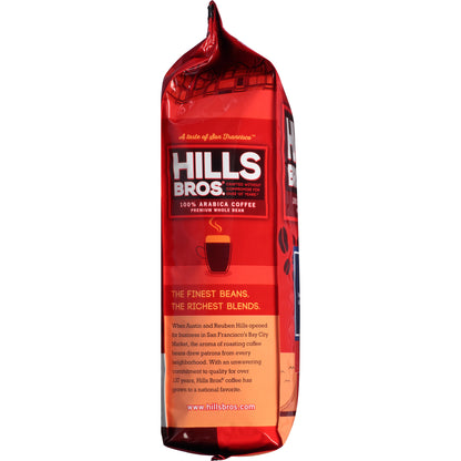 Hills Bros. 100% Arabica Whole Bean Coffee, Dark Satin Premium Dark Roast, 32 oz