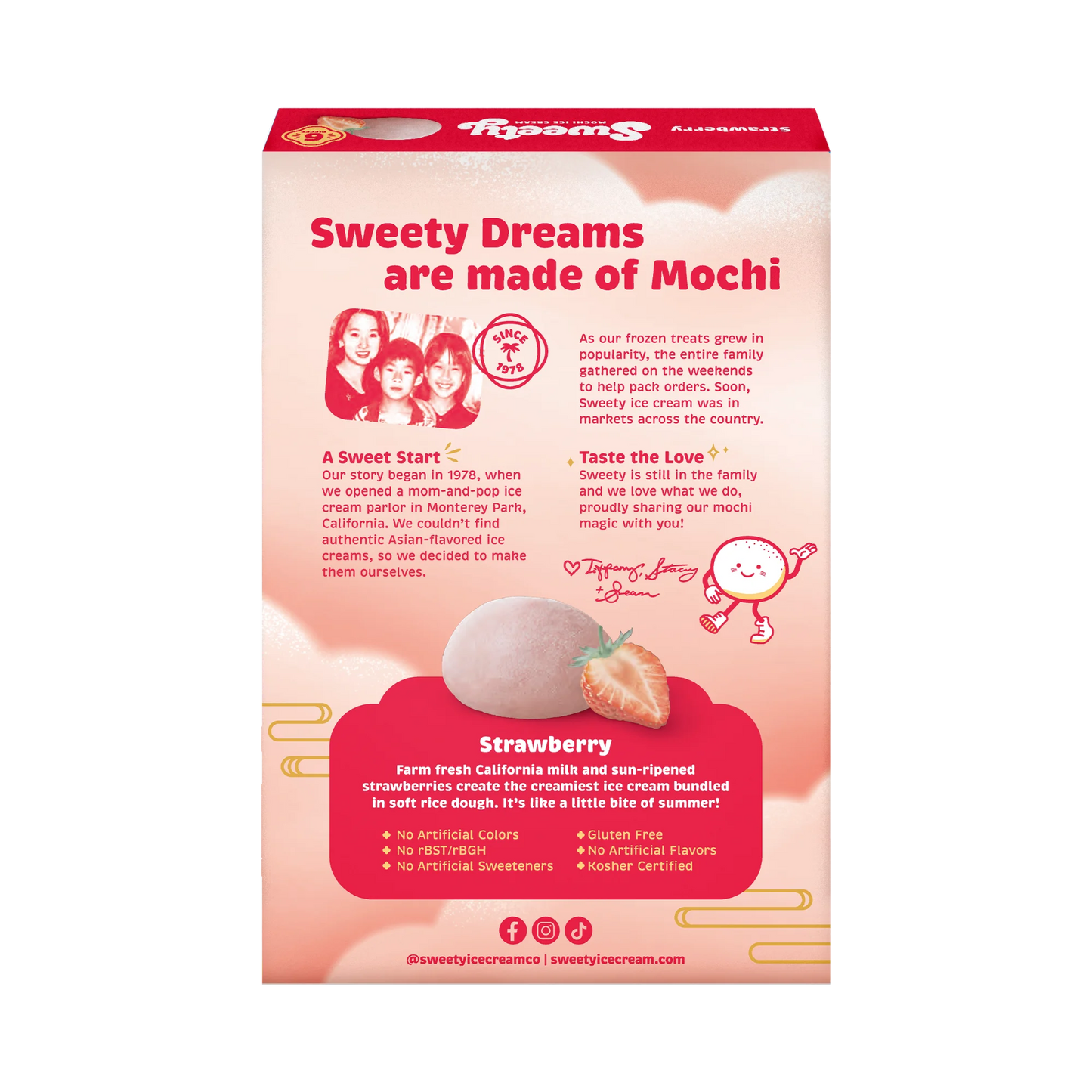 Sweety Ice Cream Soft Mochi Balls, Strawberry, Gluten-Free, 6 Count, 7.5oz