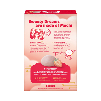 Sweety Ice Cream Soft Mochi Balls, Strawberry, Gluten-Free, 6 Count, 7.5oz