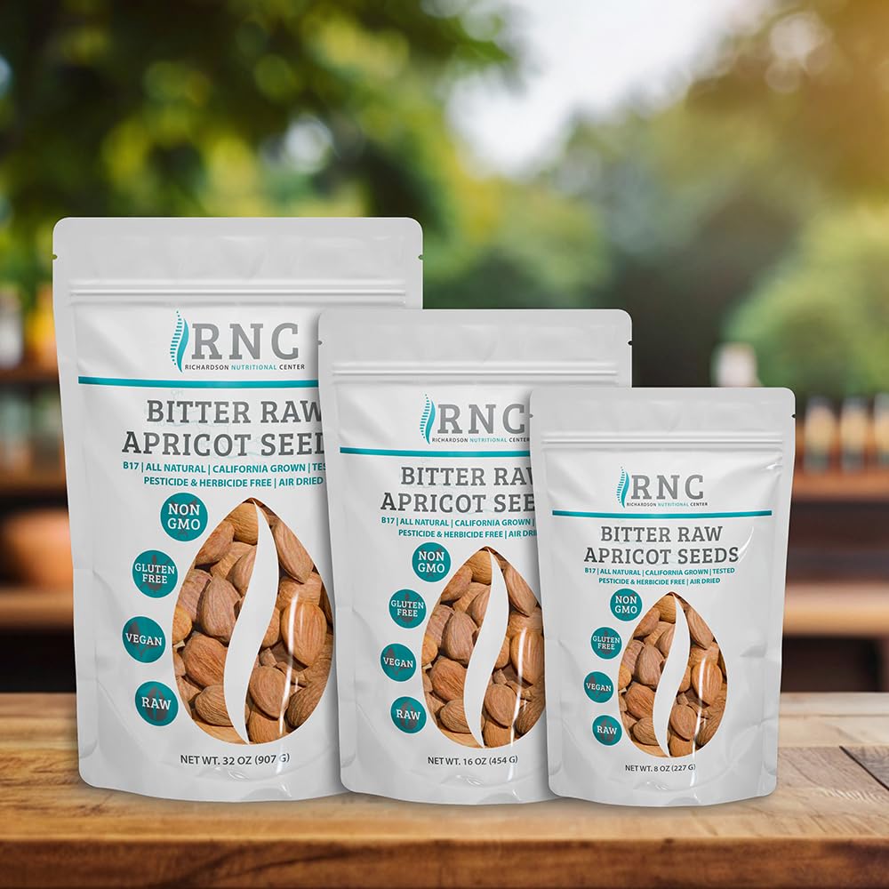 Richardson Nutritional Center Fresh Raw Bitter Apricot Seeds (1 LB) 16oz - California Grown Kernels with B Vitamins, Minerals, Protein - Lab Tested, Vegan, No Gluten or GMO