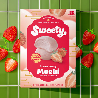 Sweety Ice Cream Soft Mochi Balls, Strawberry, Gluten-Free, 6 Count, 7.5oz