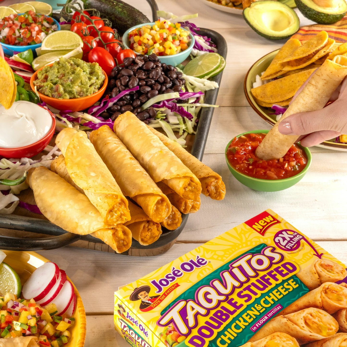 Jose Ole Double Stuffed Chicken & Cheese Taquitos, Flour Tortillas, Frozen Mexican Food, 20.8 Oz, 10 Count