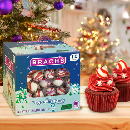 Brach's Holiday Soft Peppermint Candy, Individually Wrapped Mints, 19.25 oz. carton, 110 Pieces