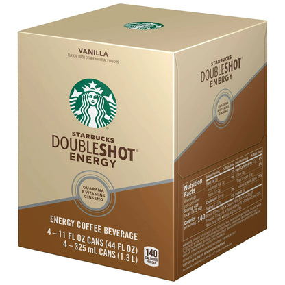 Starbucks Doubleshot Energy Vanilla Coffee Energy Drink, 11 oz, 4 Pack Cans