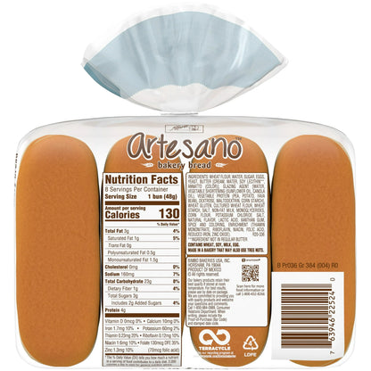 Alfaro's Artesano Brioche Hot Dog Buns, 8 count, Hot Dog Buns, 13.55 oz Bag