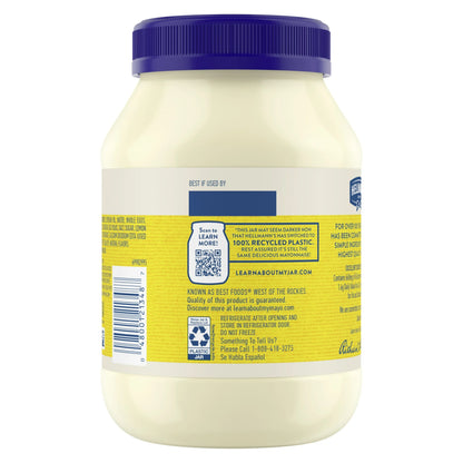 (3 pack) Hellmann's Real Mayonnaise Rich Creamy Thanksgiving Condiment Gluten Free, 30 oz Jar