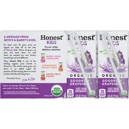 Honest Kids Goodness Grapeness Cartons, 6 fl oz, 8 Pack