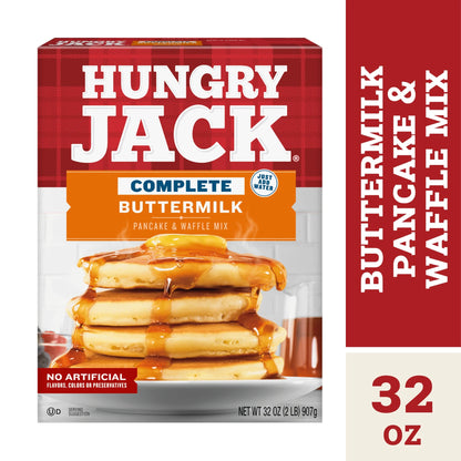 Hungry Jack Complete Buttermilk Pancake Mix and Waffle Mix, 32 Oz Box