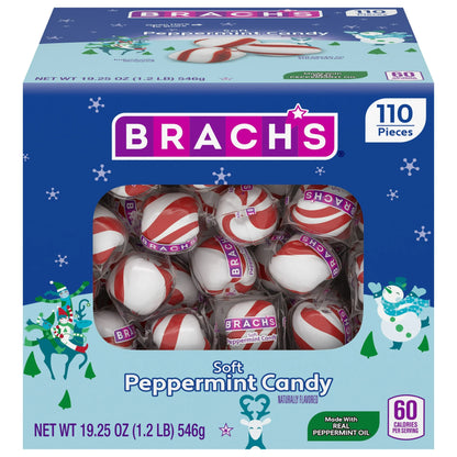 Brach's Holiday Soft Peppermint Candy, Individually Wrapped Mints, 19.25 oz. carton, 110 Pieces